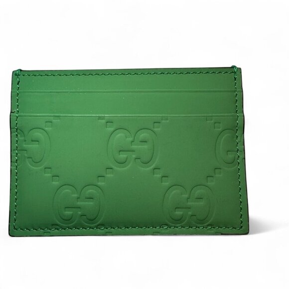 GUCCI Rubber Jumbo GG Leather Card Holder, Green, Unisex, Like New - Picture 3 of 11